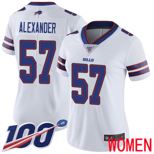Women Buffalo Bills #57 Lorenzo Alexander White Vapor Untouchable Limited Player 100th Season NFL Jersey->women nfl jersey->Women Jersey
